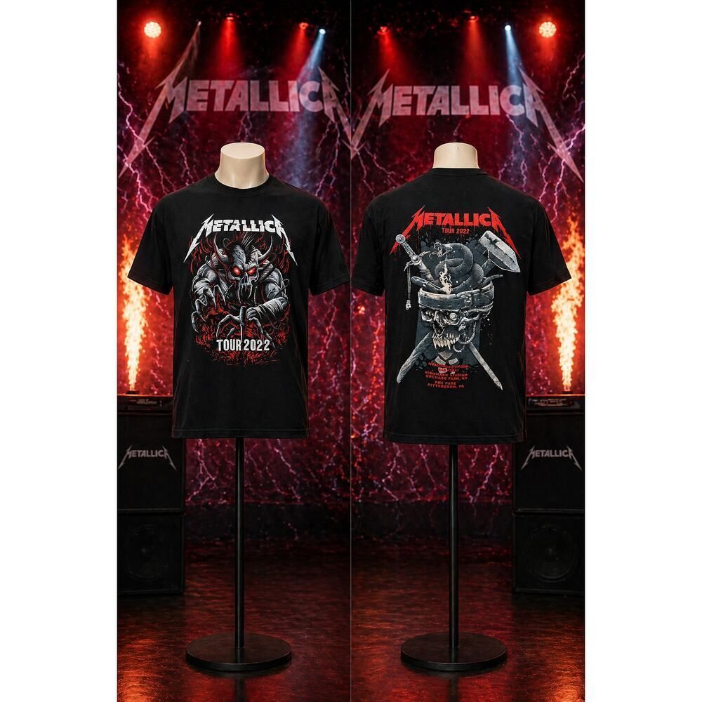 Metallica 2022 Tour T Shirt XL Double Sided Graphic Band Tee Black